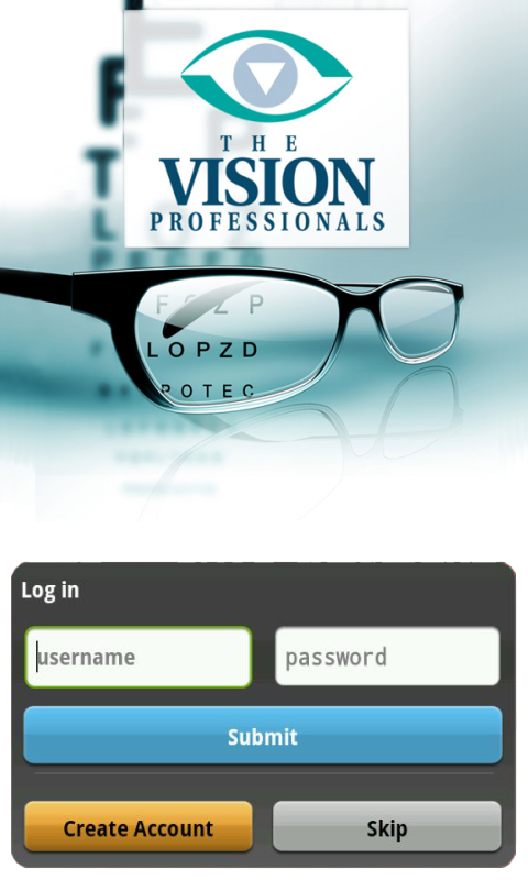 The Vision Professionals's android app login screen The Vision Professionals's android app login screen